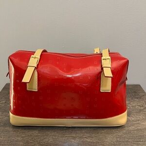 Arcadia Red and Yellow Patent Leather Tote